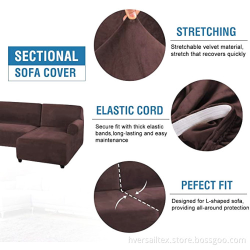 Velvet Corner Dyed L-Shaped Anti-Slip Sectional Slipcovers
